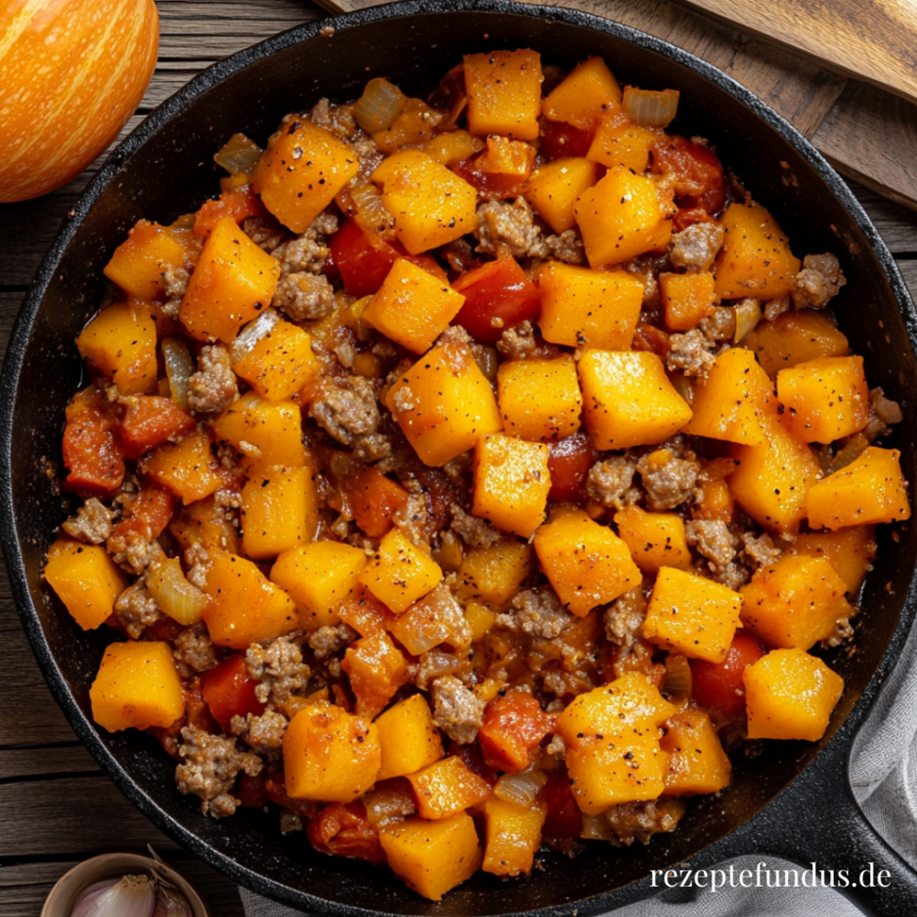 Kürbis-Hackfleisch-Pfanne – ein einfaches Herbstgericht - Rezeptefundus