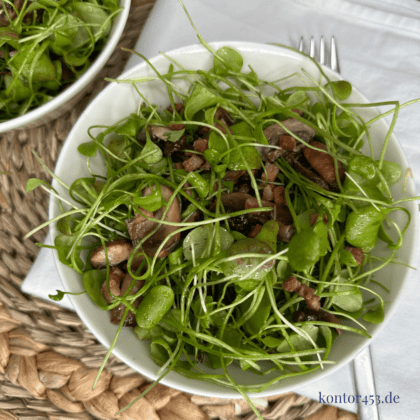 Portulak mit Speck und Champignons