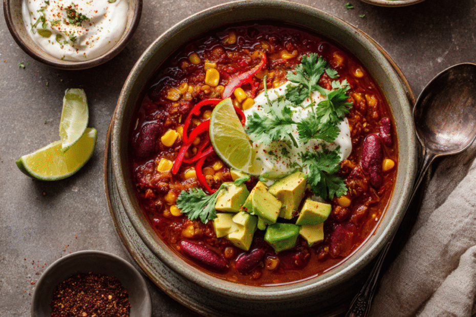 Chili sin Carne mit roten Linsen – vegetarisch, eiweißreich & glutenfrei