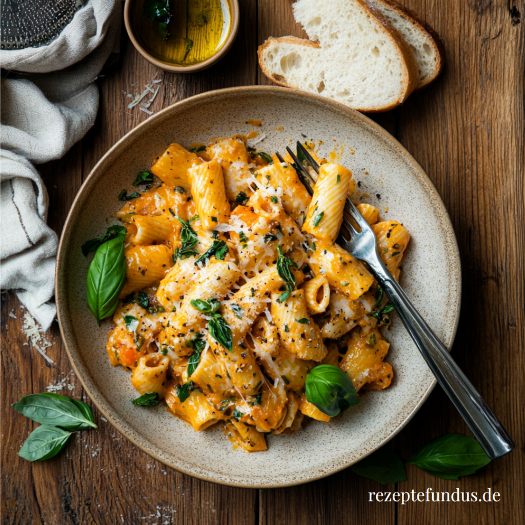 Pasta mit gerösteter Gemüse-Rahm-Sauce - Rezeptefundus