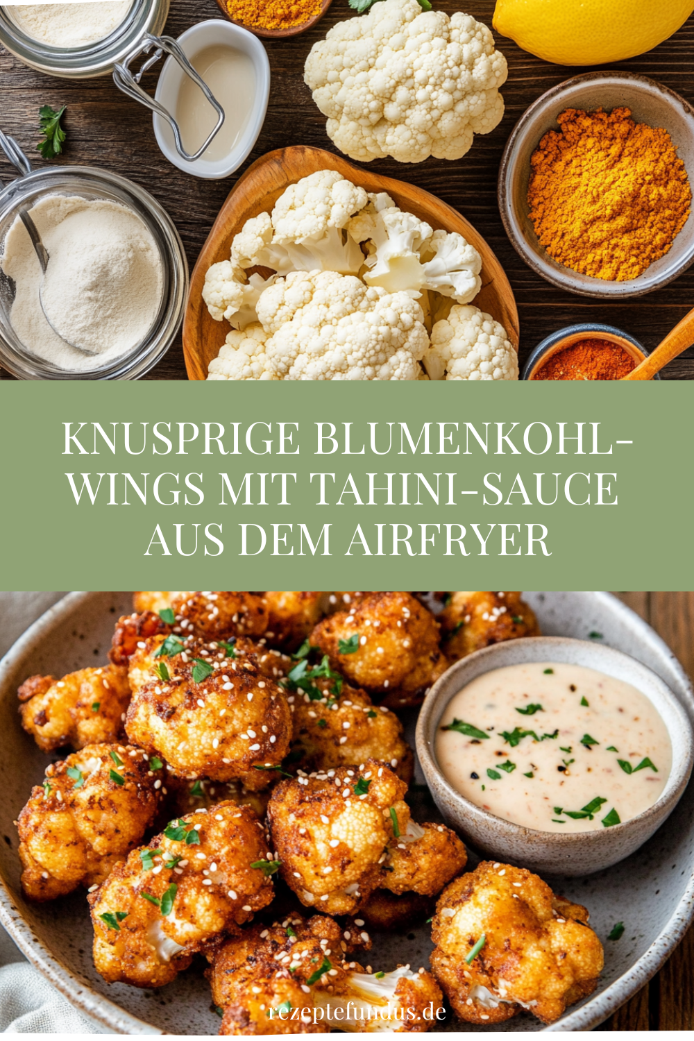 Knusprige Blumenkohl-Wings mit würziger Tahini-Sauce – die perfekte ... Knusprige Blumenkohl-Wings mit würziger Tahini-Sauce – die perfekte ...
