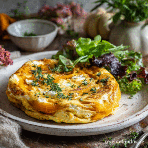 Goldene Kürbis-Tortilla mit Ziegenkäse aus dem Airfryer – als Snack oder gesundes Abendessen.