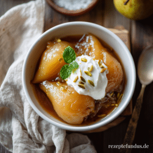 Gedämpftes Birnen-Kompott mit Vanille & Kardamom – fruchtig & warm aus dem Dampfgarer 1 Sanft gegarte Birnenspalten mit Vanille und Kardamom im Dampfgarer – serviert mit Joghurt oder pur.