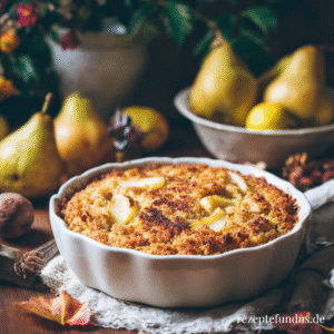 Hirseauflauf mit Herbstfrüchten & Vanille – süß, sättigend & wunderbar wärmend 1 Süßer Auflauf mit Hirse, Früchten und Zimt – ein gesundes Frühstück oder Dessert ohne Zucker.“