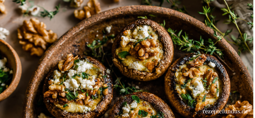 Saisonal kochen im September – Herzhaft, bunt und voller Spätsommer-Aromen 5 Gefüllte Champignons mit Walnuss-Feta-Füllung – herzhaft, vegetarisch & eiweißreich