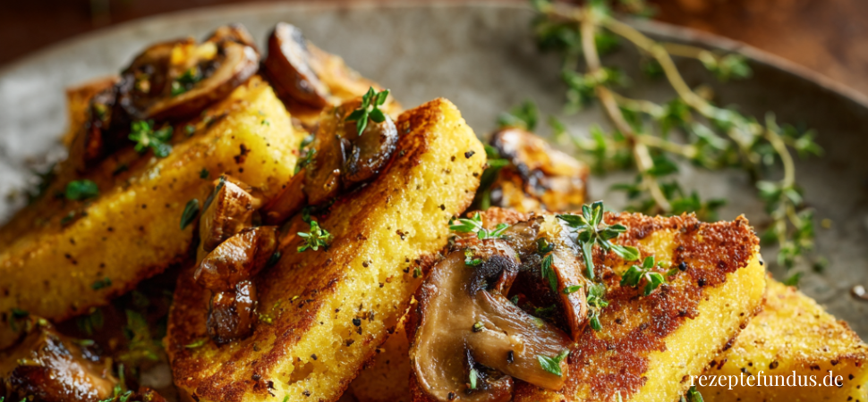 Saisonal kochen im Oktober – Wärmende Rezepte für die goldene Jahreszeit 3 Polentaschnitten mit Pilzen aus dem Airfryer